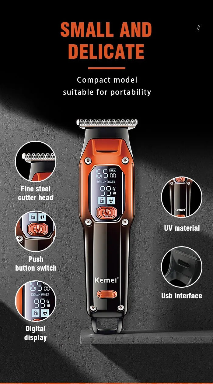 Kemei Hair Trimmer Hair Clipper Professional Barber Trimmer Electric Shaver Hair Cutting Machine Rechargeable Trimmer Men KM-658