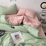 100% Cotton Pink Bedding Set Nordic Chic Duvet Cover Flat Sheet Pillowcase Soft Comforter Cover Bed Linen Boy Girl Home Textiles