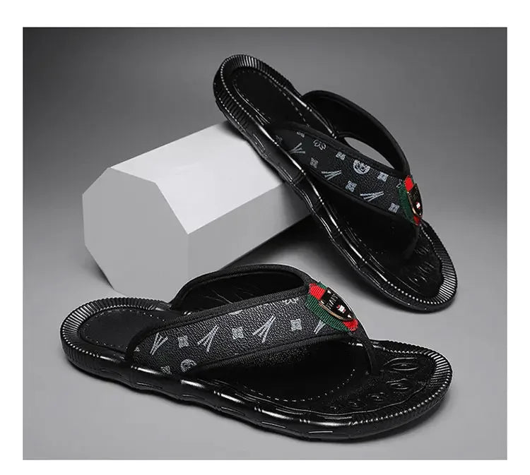 2023 Summer Slippers Men Flip Flops Beach Sandals Non-slip Casual Flat Shoes Slippers Indoor House Shoes for Men Outdoor Slides