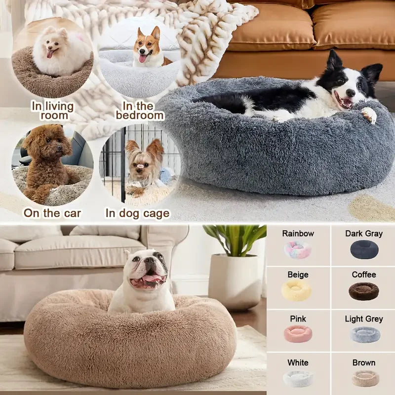 Pet Dog Bed Comfortable Donut Cuddler Round Dog Kennel Ultra Soft Washable Dog and Cat Cushion Bed Winter Warm Sofa for Cat