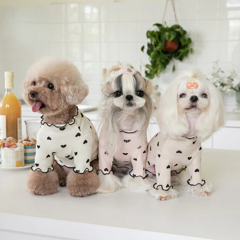 Autumn and Winter New Year Christmas Pet Undercoat Clothes Embroidered Bear Waffle Home Vest Dog Cat Yorkshire Schnauzer Maltese