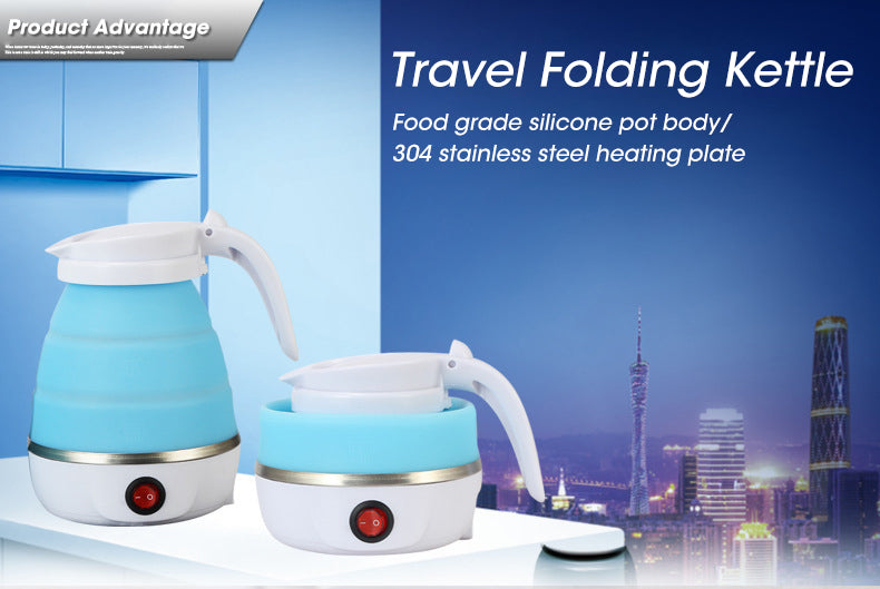 0.6L Mini Folding Kettle Portable Water Heater 600W Silicone Compression Electric Kettle Home Kettle Easy To Travel With