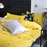 Solstice Bedding Set Duvet Cover Pillowcase Bed Linens Set Cute Yellow Gray Eye Quilt Cover Beds Flat Sheet Twin Queen King Size