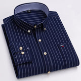 100% Cotton Mens Oxford Shirts New Hot Sale Long Sleeve Casual Stripe Soft Buttoned Plaid Formal Male Clothes Plus Size 7XL 6XL