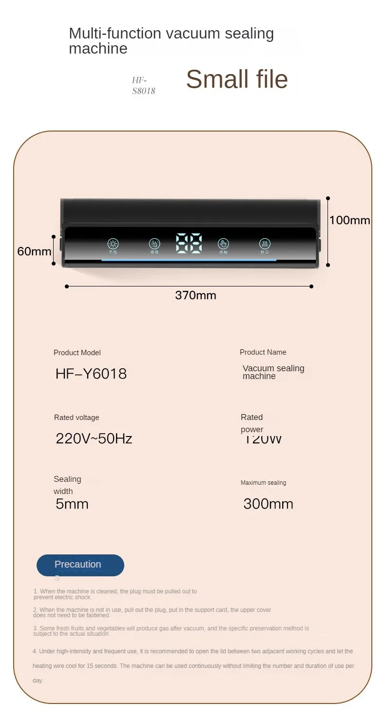 New 2024 Kitchen Vacuum Sealer Food Packaging Bag Sealer Snack Fruit Meat Degasser Home-appliance Sealer Plastic Bags