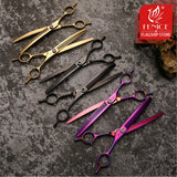 Fenice High-grade 6.5/7.25 inch Straight/Curved JP440C Thinning Rate 25%-70% Shears Chunker Scissors Pets Dog Grooming Scissors