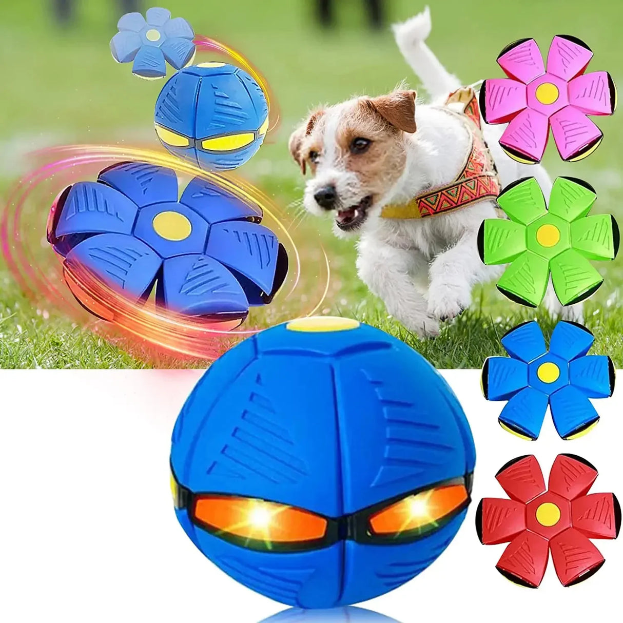 2024 New Durable Soft Rubber Interactive Throwing Ball For Small Medium Large Dogs Pet Dog Toy Magic Flying Saucer Ball