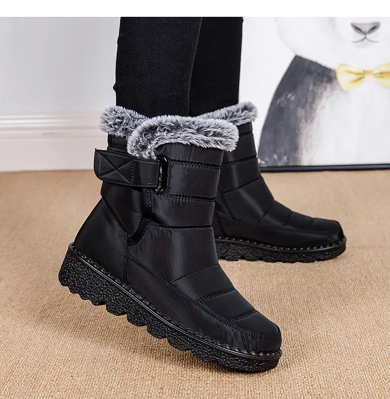 Waterproof Winter for 2023 New Faux Fur Long Platform Snow Warm Cotton Couples Shoes Plush Woman Ankle Boots