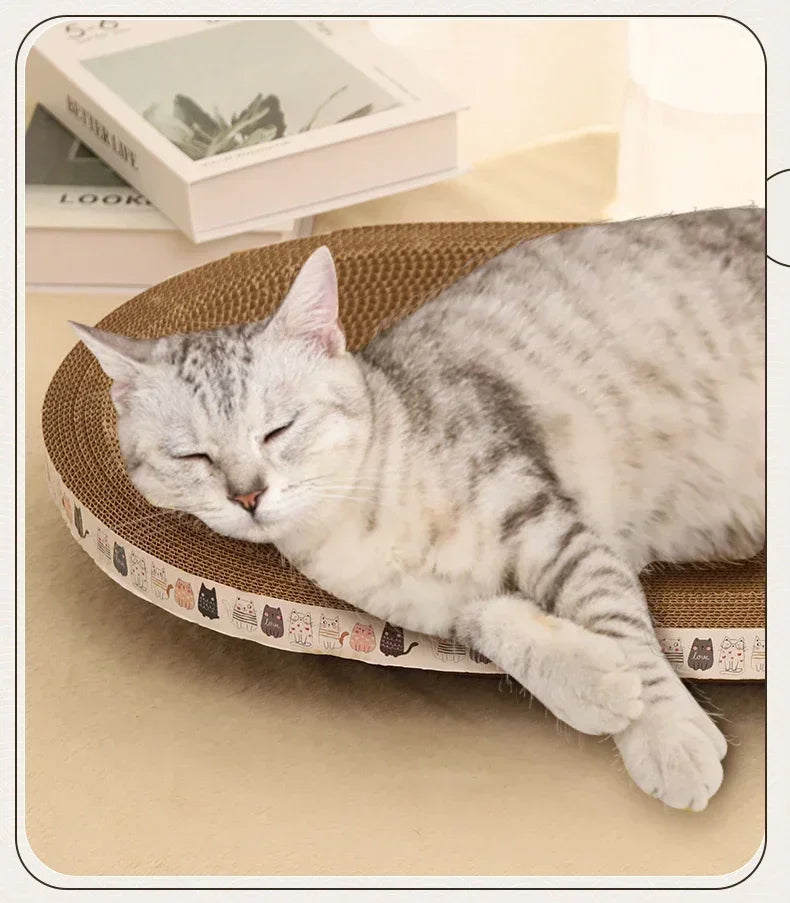 Cat Scratcher Cardboard Cat Scratcher Bed Corrugated Oval Cat Scratch Pad Board Claw Toys for Cats Wear-Resistant Cat Bed Nest