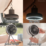 10000mAh Camping Fan Rechargeable Desktop Portable Circulator Wireless Ceiling Electric Fan with Power Bank LED Lighting Tripod