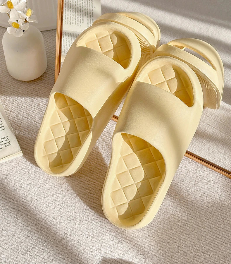 Soft Home Slippers Couple Summer Indoor Skid Proof Bathroom Slippers Sandals Hotel Solid Color Men Women Flip Flops Flat Shoes