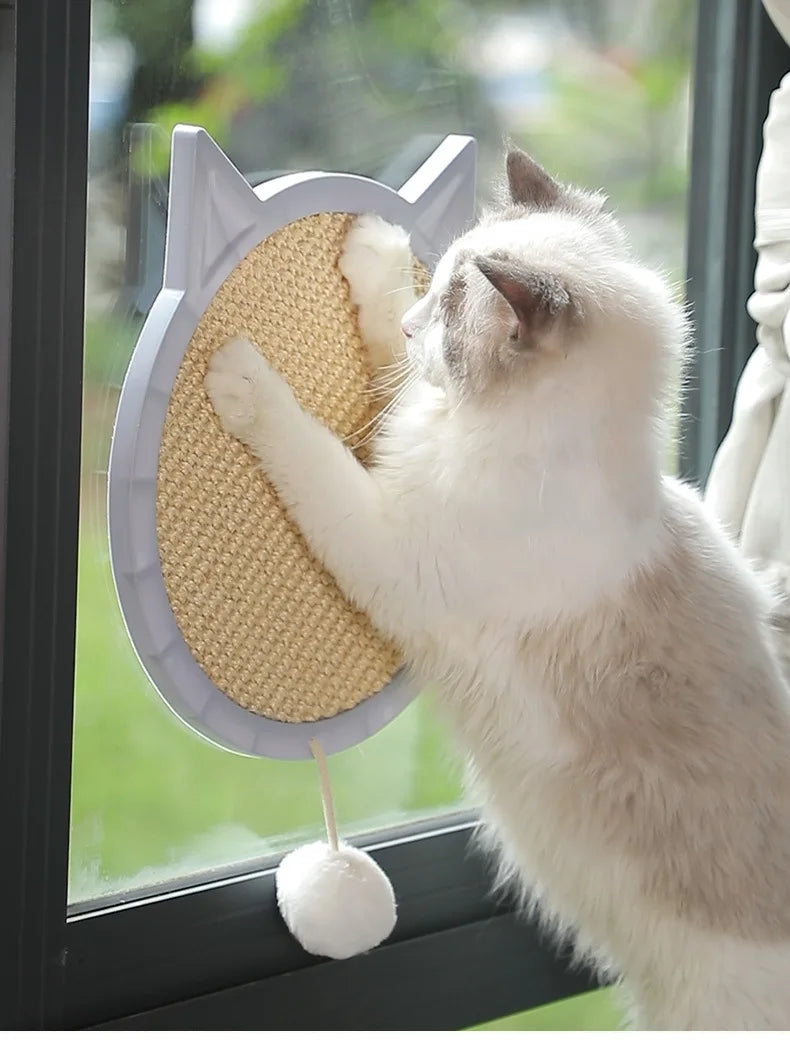 Cat Shape Sisal Cat Scratcher Wall Suction Cat Scratcher With Small Ball Cat Claw Grinder Cat Toy Protection Furniture