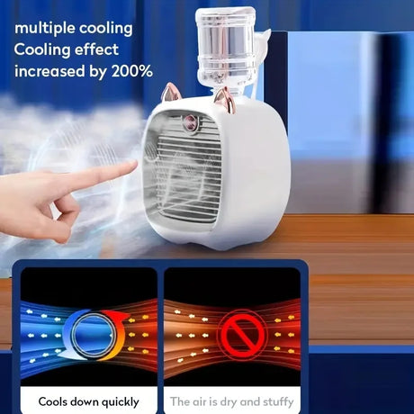 USB Charging Mini Air Conditioning Fan Electric Fan Desktop Spray 1200mAh Three Gear Air Conditioning Water-cooling Fan USB Type