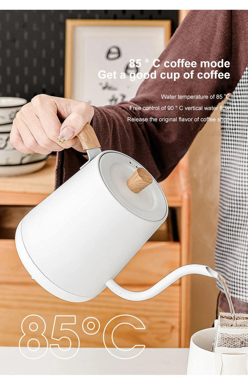 Gooseneck Electric Kettle 800ml Hand Brew Coffee Pot smart Teapot Temperature Control Pot 1000W Rapid Heating Kettle 110v/220v