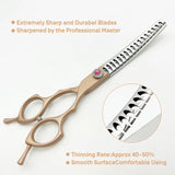 7" Professional Dog Grooming Scissors Set，Straight Scissors & Curved Thinning Shears & Curved Scissors&Curved Chunkers Shears