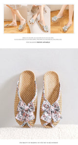 Rattan Grass Woven Slippers For Home Summer Men And Women Home Couples Linen Slippers Indoor Non-Slip Floor