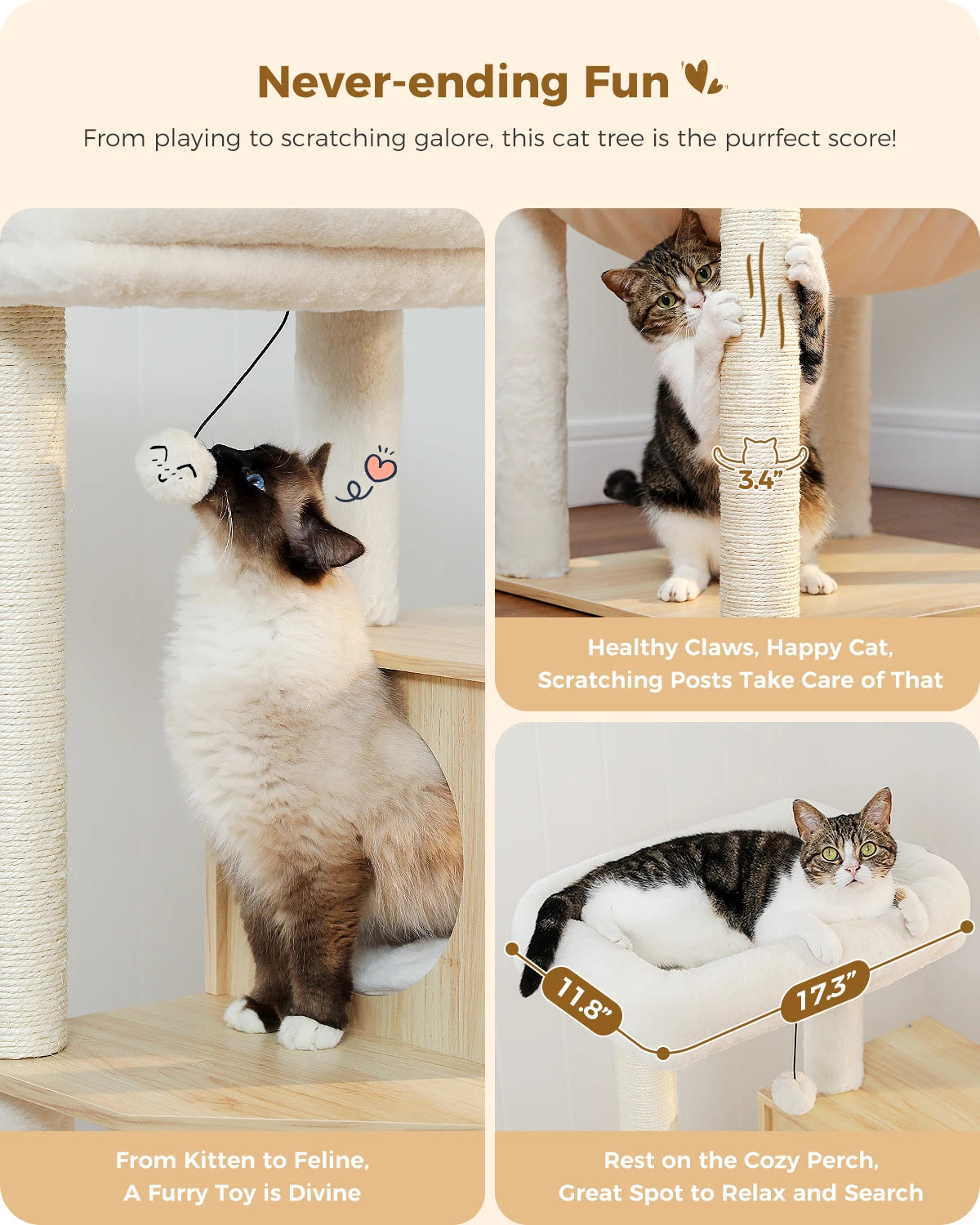 Multi-Level Cat Tree Tower with Condo Scratching Post for Cat Furniture House Cat Scratcher Cat Supplies Cat Toy