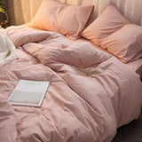 Cream Style Solid Colours Pink Yellow Bedding Set Twin Full Queen King Size Bed Linen Girls Adults  Bed Flat Sheet Pillowcase