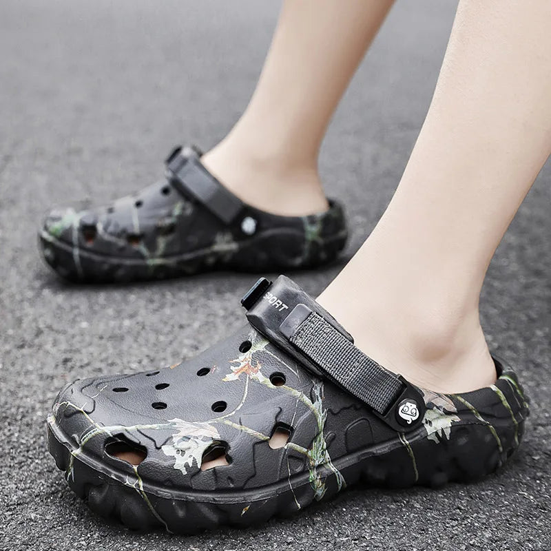 Summer Outdoor Beach Sandals Men Clogs Shoe Women Slippers Camouflage Platform Aqua Shoes Soft EVA Indoor Home Slides Flip Flops