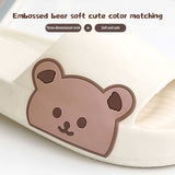 2024 Summer Women Slippers Beach Slides Cartoon Bear Flip Flops Men Shoes Thick Sole Home Bathroom Non-Slip Shoes Couple Sandals