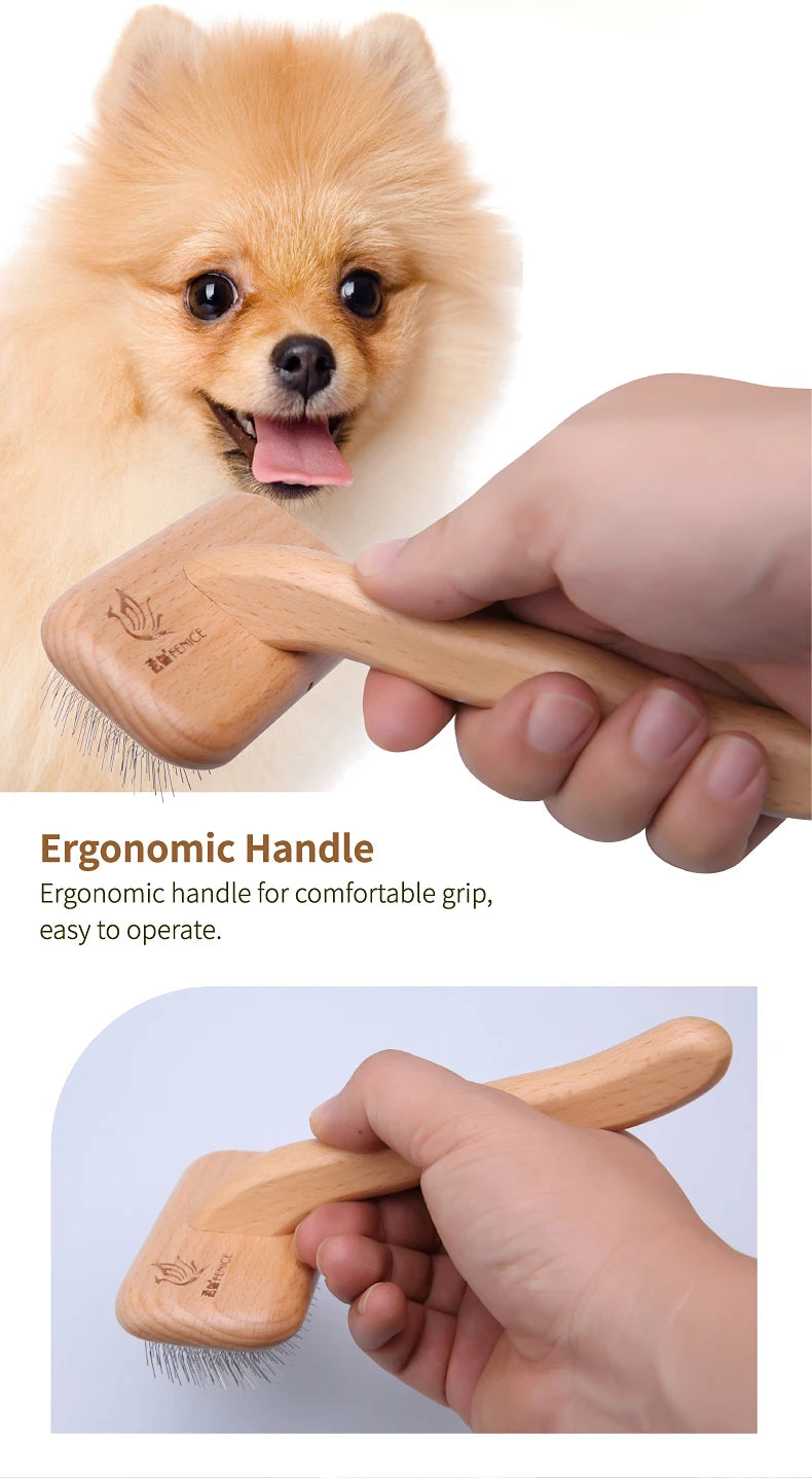 Fenice Pet Grooming Comb Wooden Handle Needle Comb For Hair Pet Brush Beauty Brush Dog Accessories