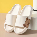 2024 Summer Women Slippers Beach Slides Cartoon Bear Flip Flops Men Shoes Thick Sole Home Bathroom Non-Slip Shoes Couple Sandals