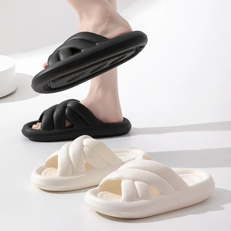 2024 Thick Platform Bathroom Home Slippers Women Fashion Soft Sole EVA Indoor Slides Woman Sandals Summer Non-slip Flip Flops