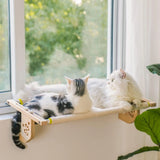 Mewoofun Sturdy Cat Window Perch Hammock Bed with Wood Metal Frame for Cats Easy to Assemble for Windowsill Bedside and Cabinet