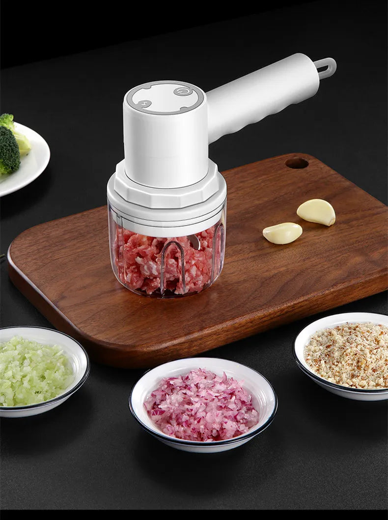 4In1 Electric Vegetable Cutter Set Handheld Wireless Electric Garlic Masher Food Chopper Meat Grinder Machine Food Peel Slice