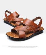 Summer Men's Leather Sandals Outdoor Non-slip Men's Beach Sandals Handmade Leather Men's Shoes Fashion Men Flip-flops