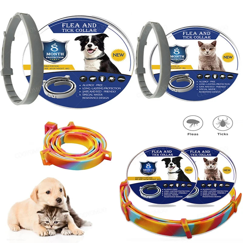 Anti Flea and Tick Collar for Cat and Dog, Retractable Collar for Puppy, Large Dogs Accessories,Pet 8Month Protection