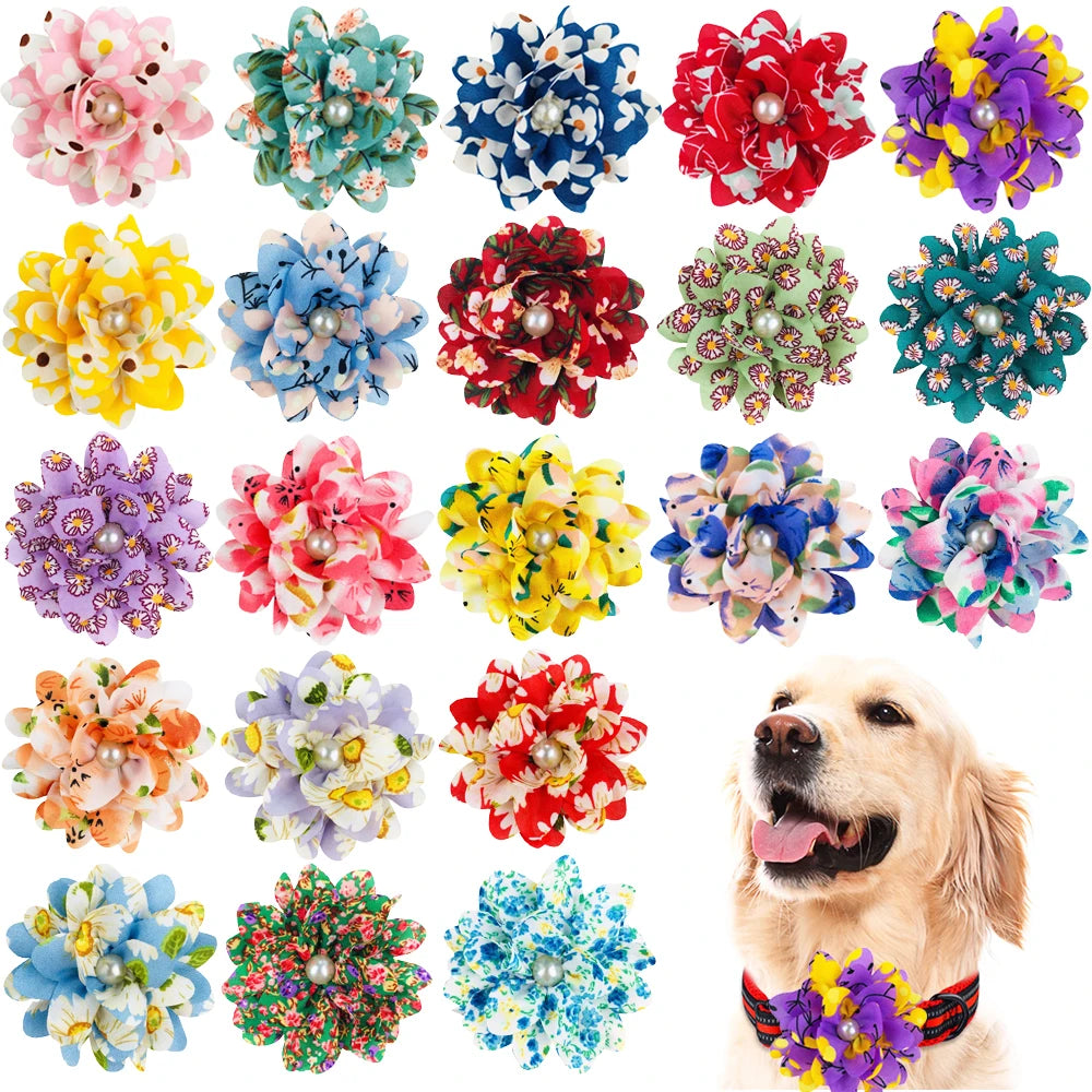 50/100pcs Big Flower-Collar Dog Flower Collar Remove Dog Bowtie Collar Accessories Pets Bow Ties Collar For Small-Large Dogs