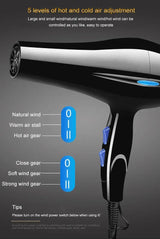 Professional negative ion hair dryer, quick drying, hot and cold air, with concentrated air nozzle, suitable for home use