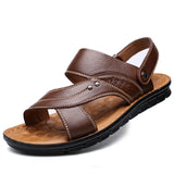 Summer Men's Leather Sandals Outdoor Non-slip Men's Beach Sandals Handmade Leather Men's Shoes Fashion Men Flip-flops