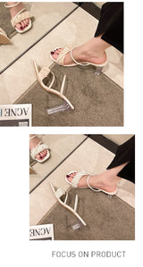 Transparent, Sandals Thick High Heels, Summer Fashion with Temperament Glass Shoes, Sexy Wear Fashion Slippers, Women's Shoes