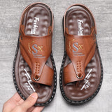 Summer Men Sandals Casual  Genuine Leather Leisure Sandals Designer Shoes Men