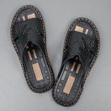 Genuine Leather Men Slippers Crocodile Grain Slip On Slipper Man Summer Shoes For Men Slides Casual