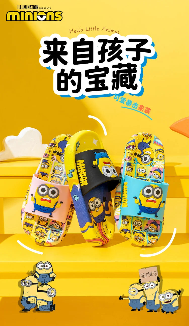 Genuine Minions children's slippers, indoor non-slip cartoon light soft soled slippers for boys and girls