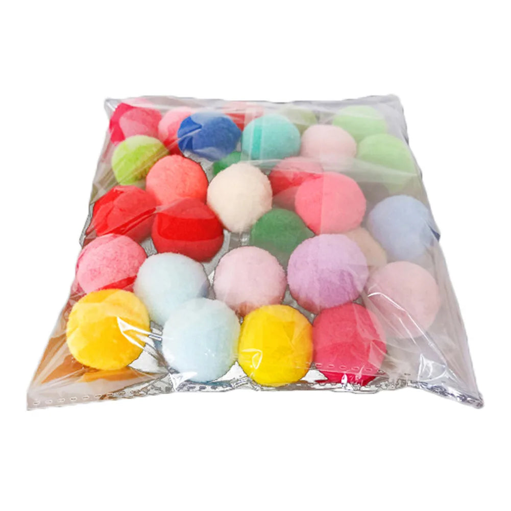 10/20/30Pcs Cats Polyester Plush Balls Interactive Play Training Toy Cat Toy Ball Creative Colorful Interactive Cat Chew Toys