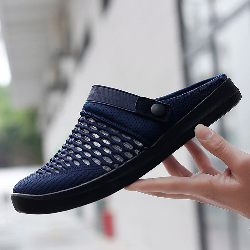 New Summer Women Men Sandals Mesh Breathable Padded Beach Flip Flops Shoes Solid Flat Bath Slippers Lighted Casual Shoes