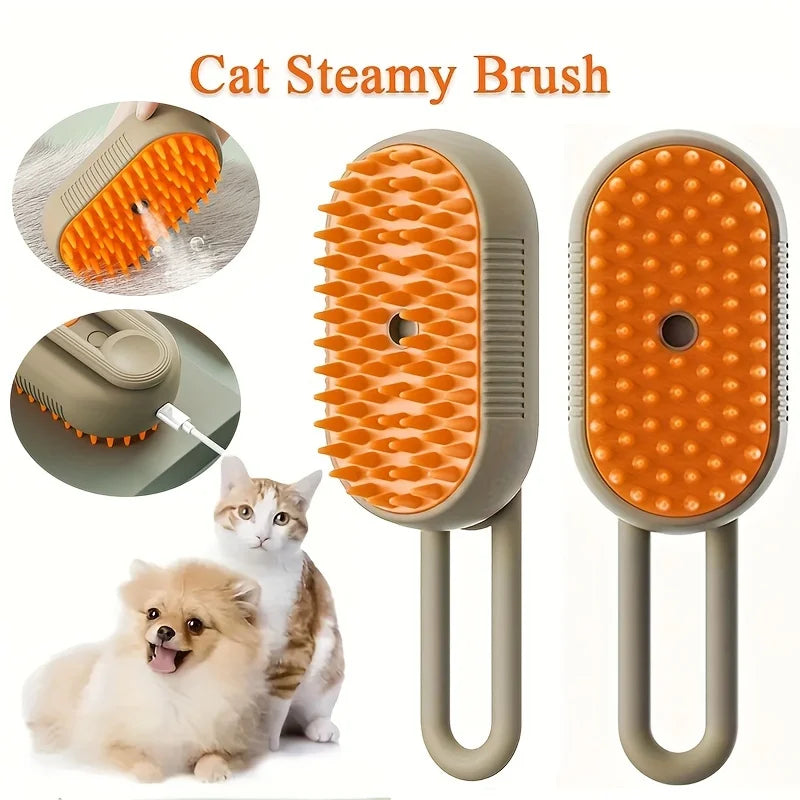 1pc Self-cleaning Massage Comb Cat Brush, Cat Hair Brush For Removing Tangled And Loose Hair, USB Charging Cat Comb Pet Steamy B