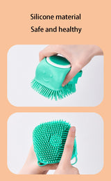 Bathroom Pet Bath Brush with Shampoo Box Soft Silicone Massage Bath Comb Puppy Kitten Cat Dog Grooming Shower Brush