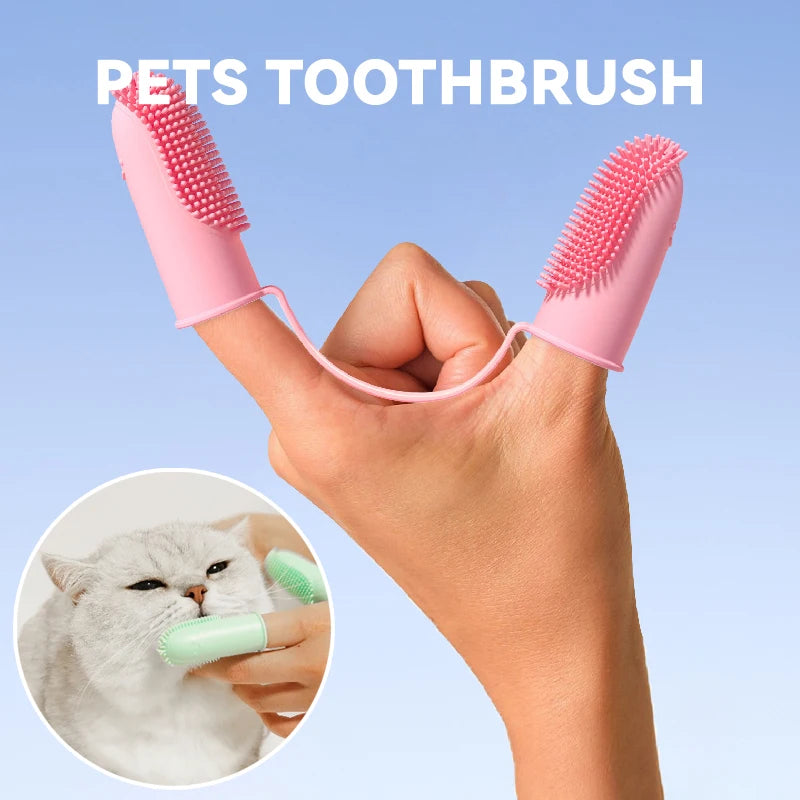 Pet Finger Toothbrush Silicone Tooth Brush Tool Teeth Cleaning Bad Breath Care Nontoxic Tooth Brush Dog Cat Cleaning Supplies