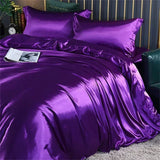 High-end Blending Natural Mulberry Silk Bedding Set Luxury Satin Silky Queen Size Duvet Cover Set with Sheets King Size Bed Set