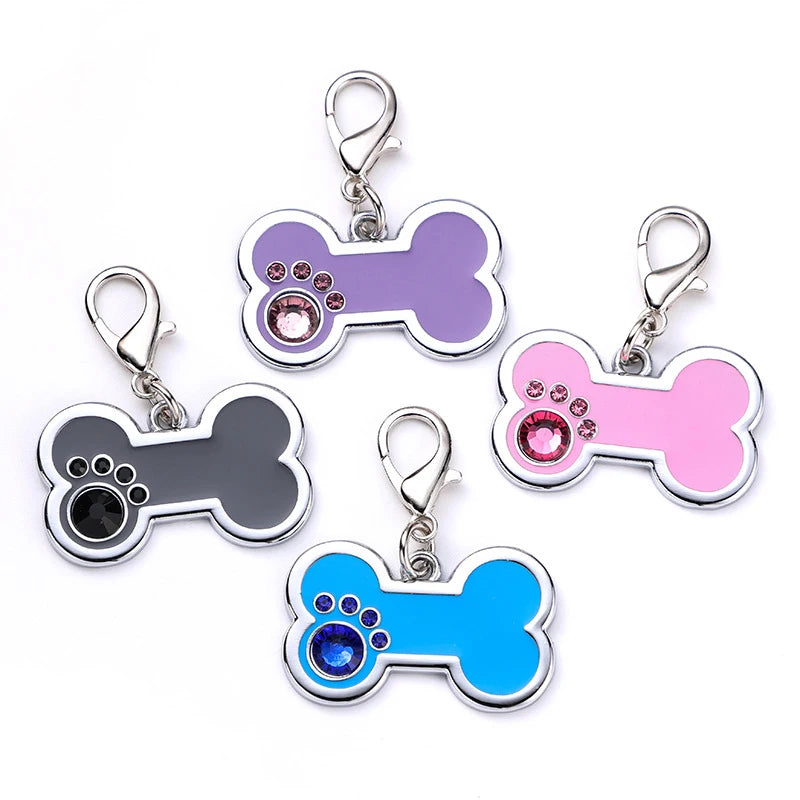 Cute Bone Dog Brand Pet Anti-lost Alloy Id Card Puppy Kitten Jewelry Pendant Laser Engraving Identity Card Keychain Pet Supplies