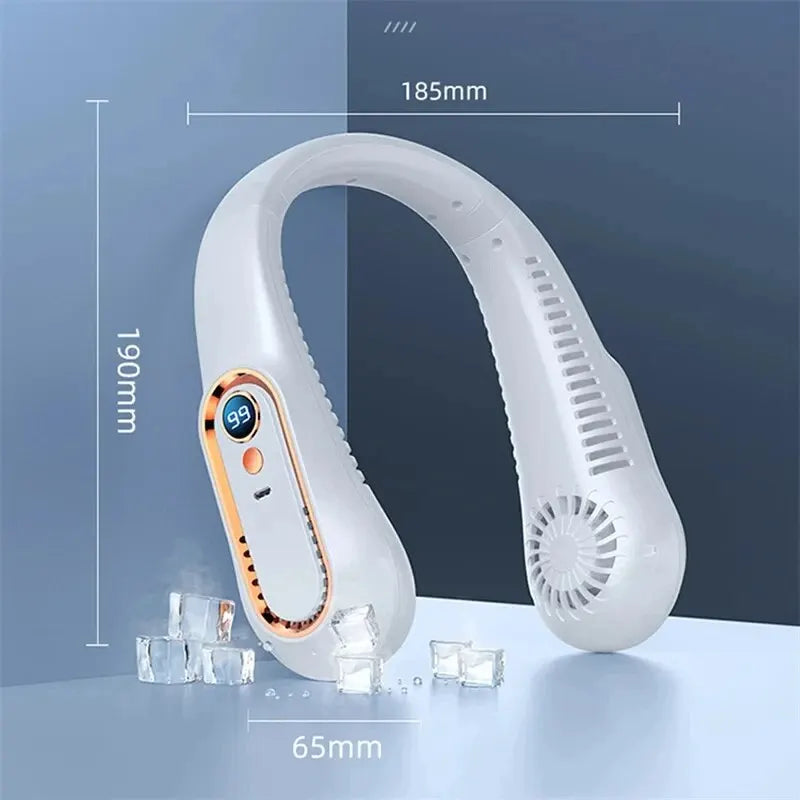 Hanging Neck Fan Digital Display Power ventilador Bladeless Neckband Fan Portable Mini Air Cooler USB Rechargeable Fan