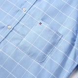 100% Cotton Breathable Men Oxford Short Sleeve Summer Plaid Striped Male Shirt Business Regular Fit Oversized Clothes