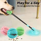 Interactive Dog Suction Cup Toy with Sound and Food Leakage - Durable Rubber Training Ball for Puzzle and Tug-of-war Play