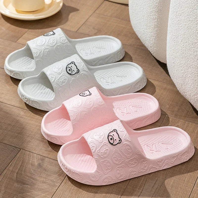 New Fashion Summer Couple Cosy Flat Slides Lithe Thin Soft Sole Sandals For Women Men Slippers Gent Shoes Home Indoor Flip Flops