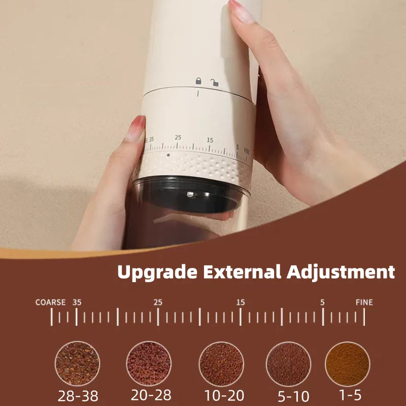 New 1500mAh Electric Coffee Grinder Externally Adjustable Type-C Charging Coffee Burr Grinder Bean Grinding Machine Coffee Maker